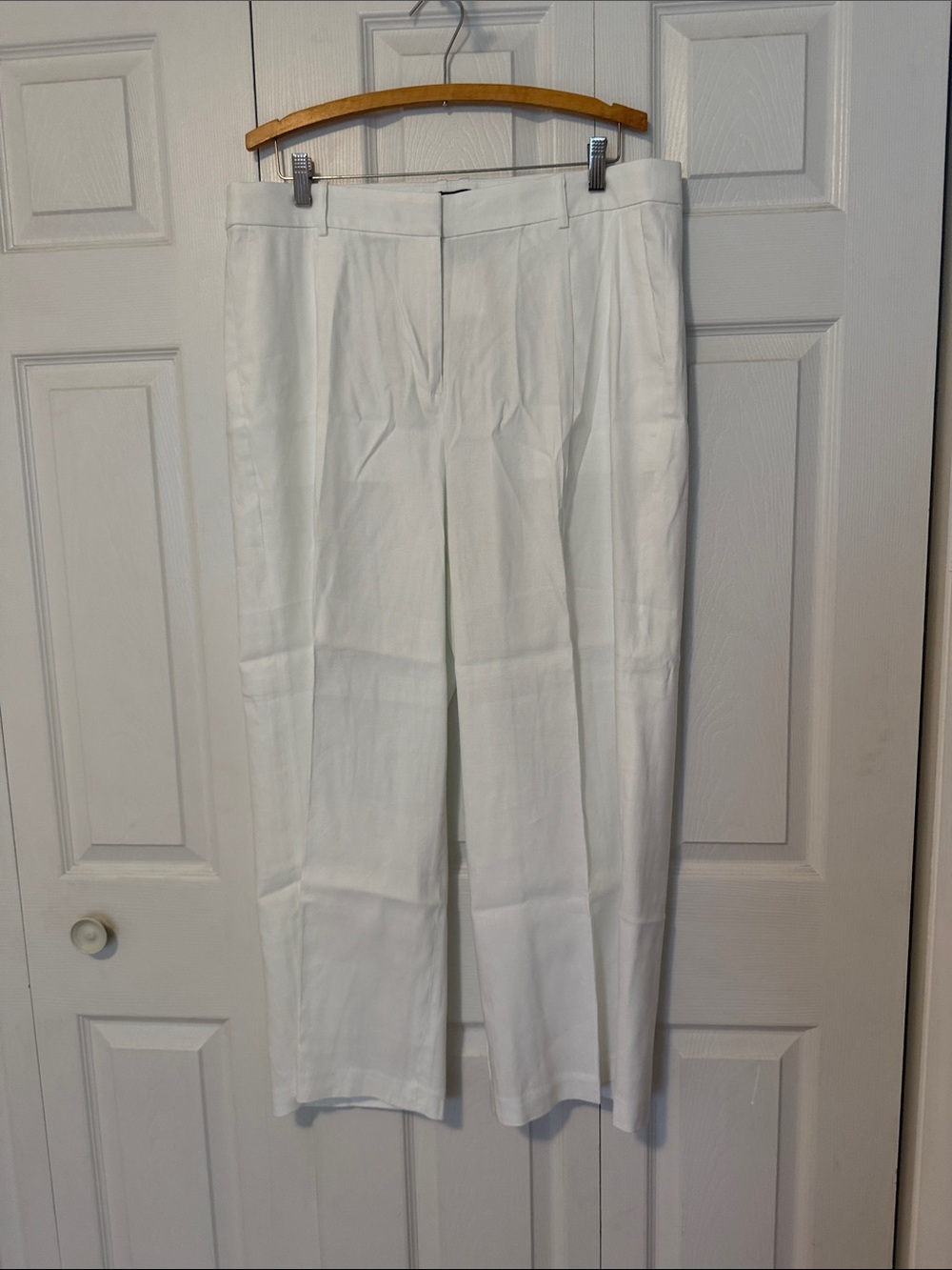 J. Crew White Straight-Leg Trousers